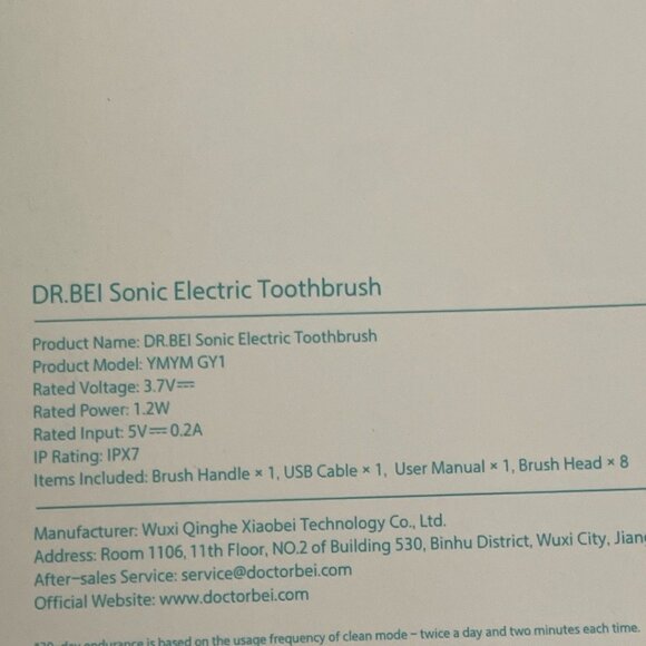 DR.BEI Sonic Electric Toothbrush GY1 With 8 Brush Heads & USB Cable New - Picture 4 of 5